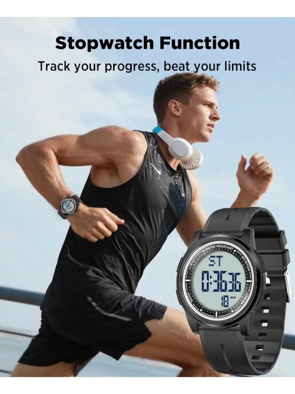 Ultra-Thin Waterproof Digital Sports Watch for Men & Women - 50M, Lightweight